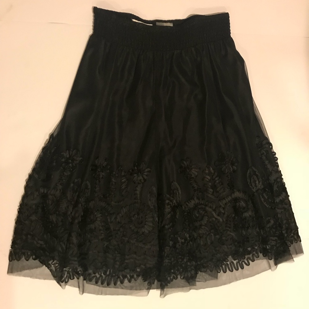 Black Floral Sheer Petite Peter Nygard Skirt Sz 12